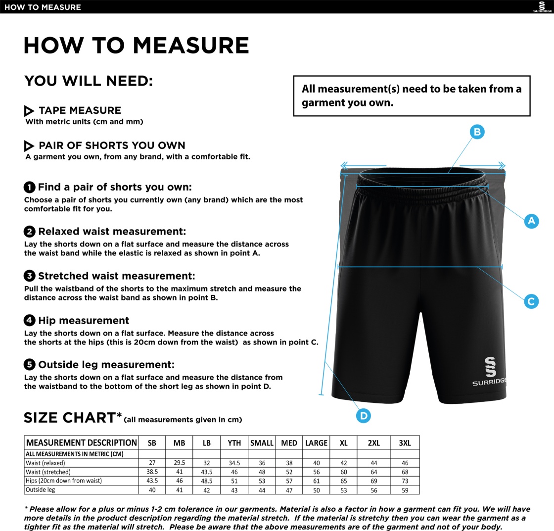 Excel Activity Group Ripstop Short Navy - Size Guide