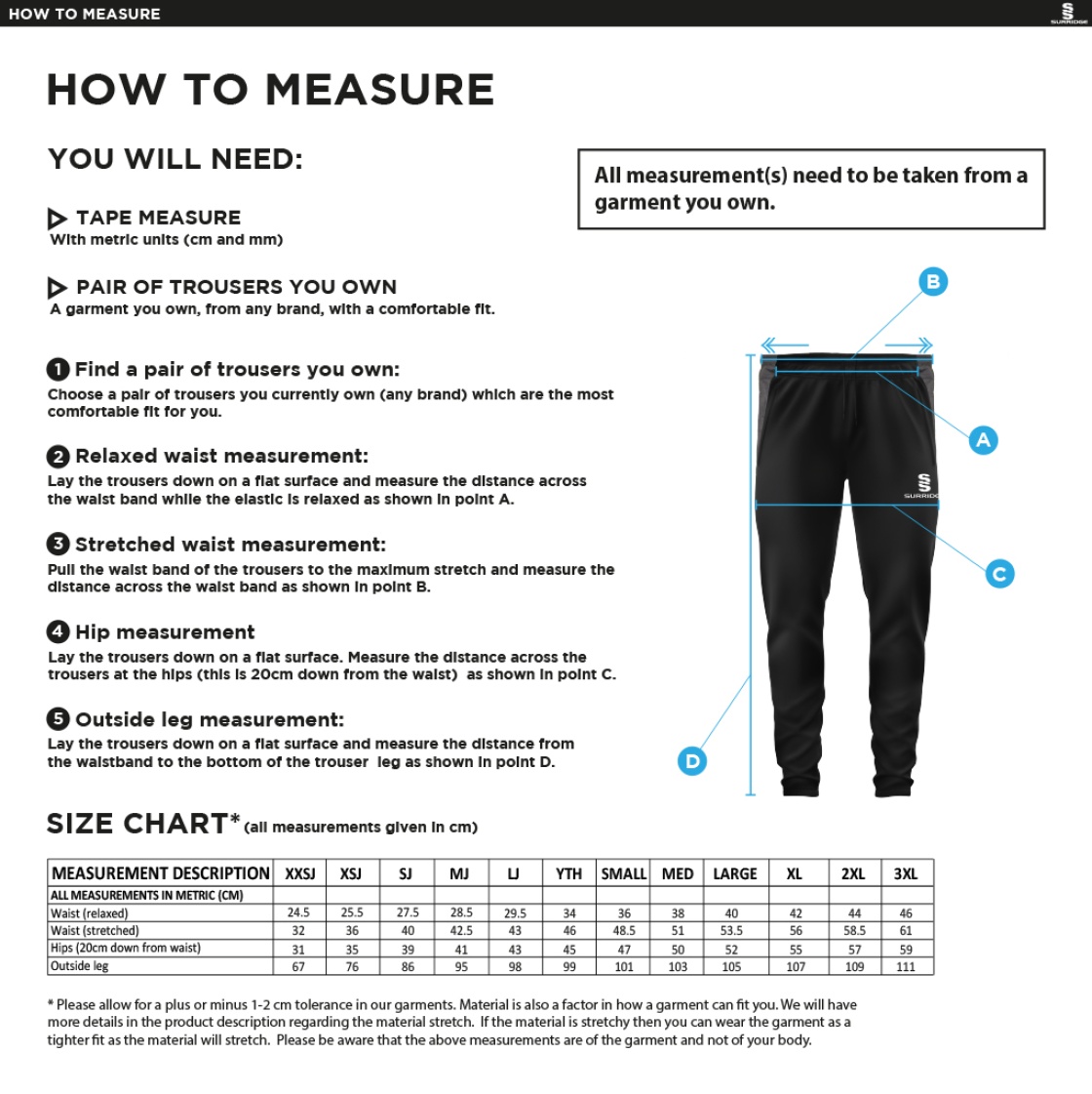 Excel Activity Group Dual Skinny Pant - Black/Black - Size Guide