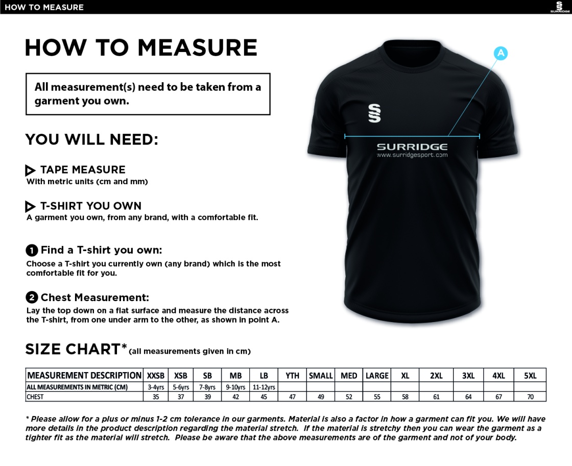 EXCEL ACTIVITY GROUP DUAL POLO SHIRT NAVY - Size Guide