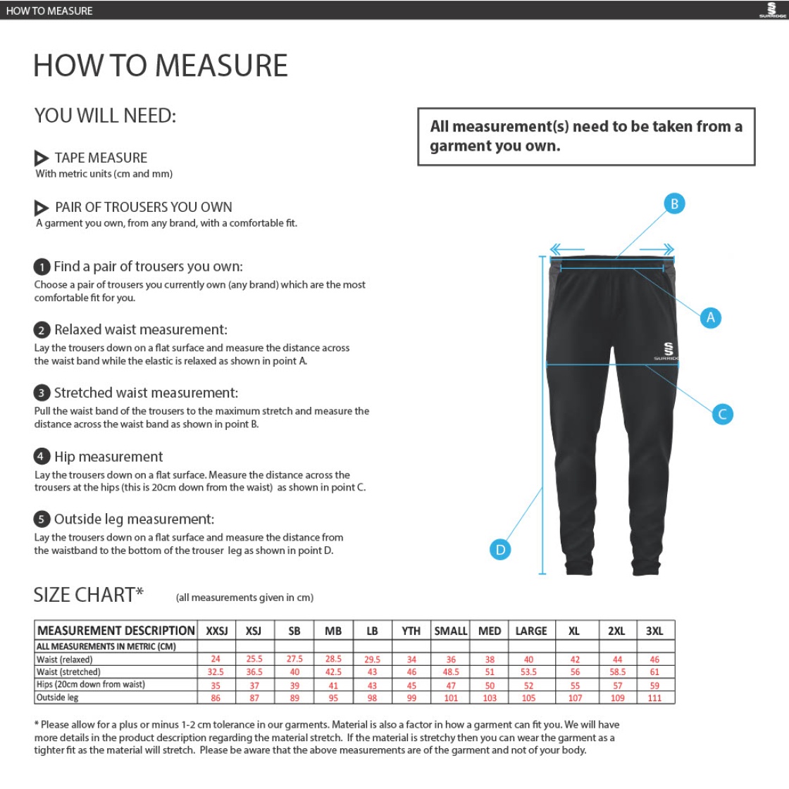 Excel Activity Group Dual Skinny Pant - Navy/Royal - Size Guide